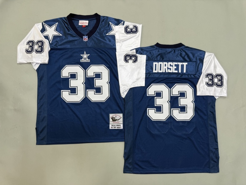 Men 2025 Nike Dallas Cowboys #33 Dorsett Blue Throwback Limited NFL Jersey 002